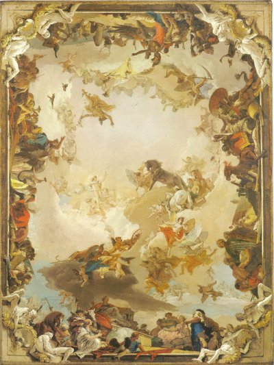 Apollo en de vier Continenten door Giovanni Battista Tiepolo